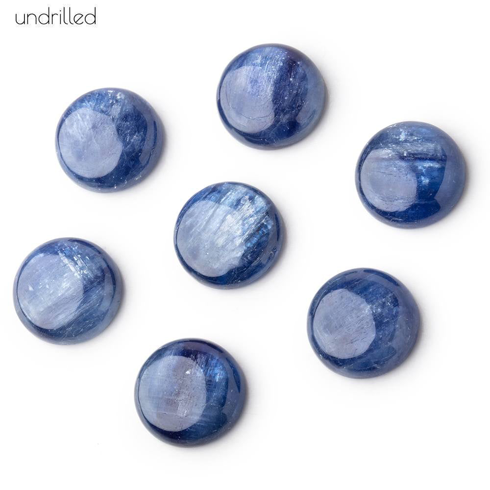 14mm Kyanite Plain Coin Cabochon Focal Beads - Undrilled