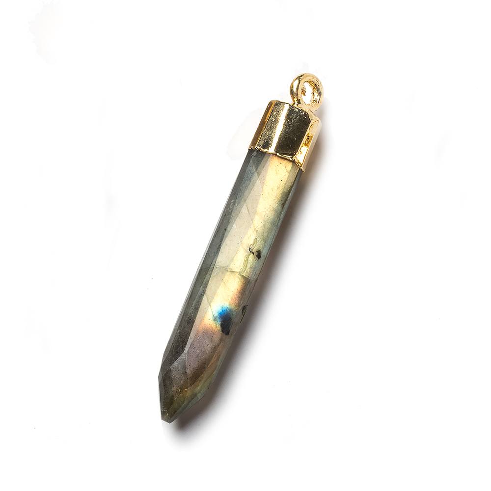 46x6mm Gold Leafed Labradorite Spike focal bead 1 piece