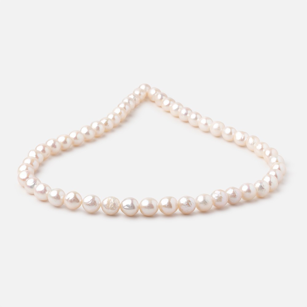 7.5-8mm Off White Off Round Freshwater Pearls 15.5 inch 48 Beads