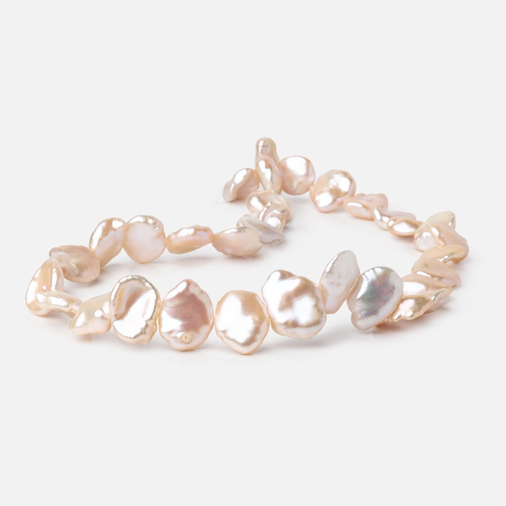 13-17mm Peach Keshi Freshwater Pearls 16 inch 34 Beads AA