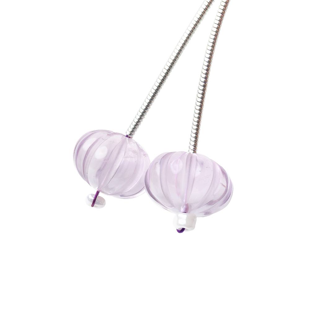 11-12mm Pink Amethyst Carved Melon Focals Set of 2 Beads