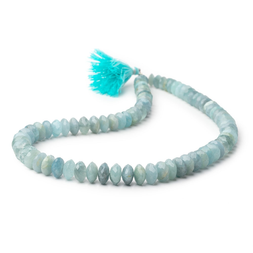 7-10mm Aquamarine German Faceted Rondelles 16 inch 81 Beads