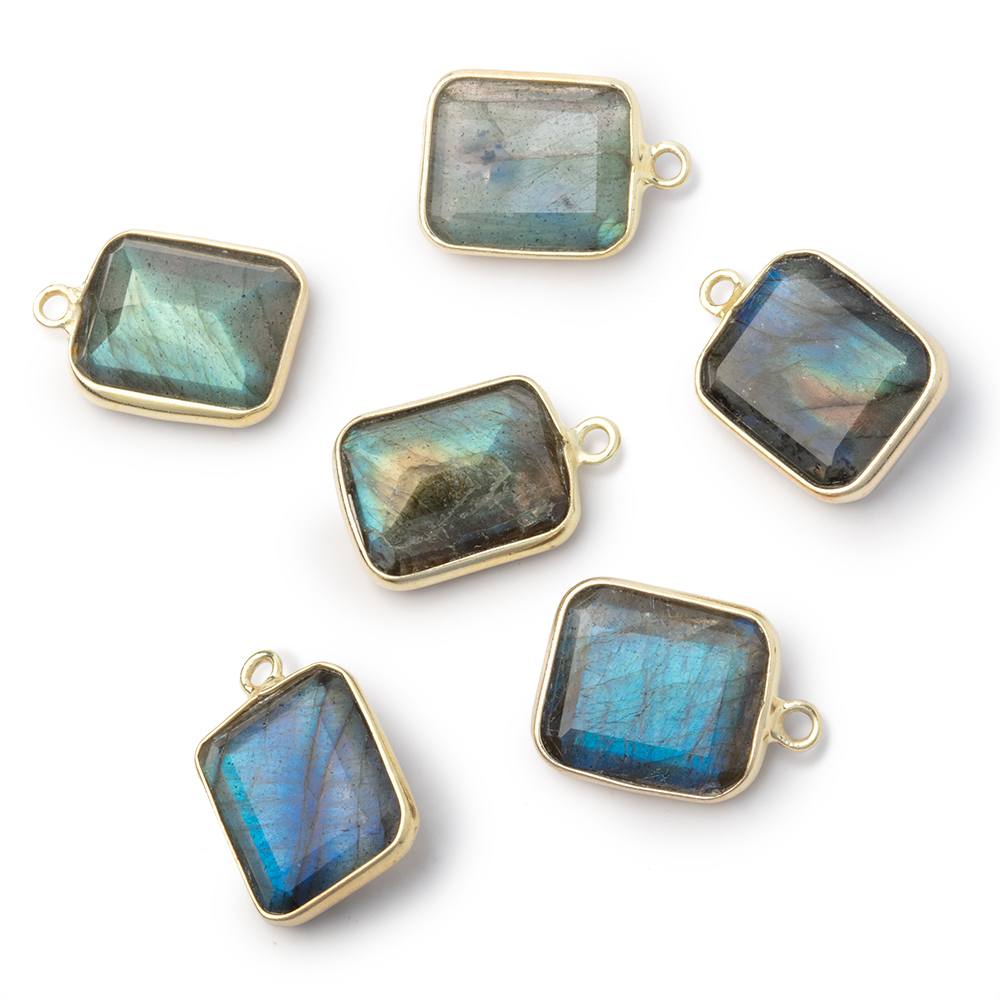 13x11mm Vermeil Bezel Labradorite Rectangle Pendant 1 piece