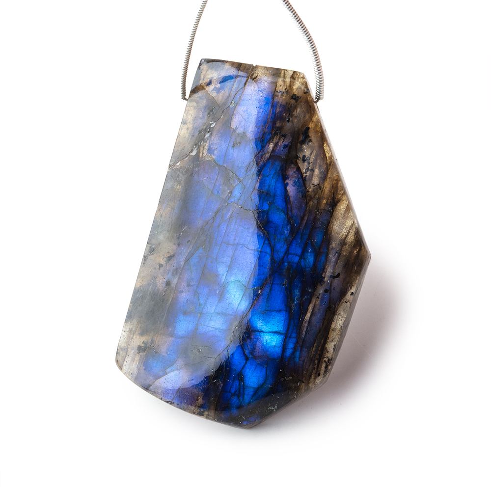 49x30x8mm Neon Blue Labradorite fancy shape focal bead 1 piece