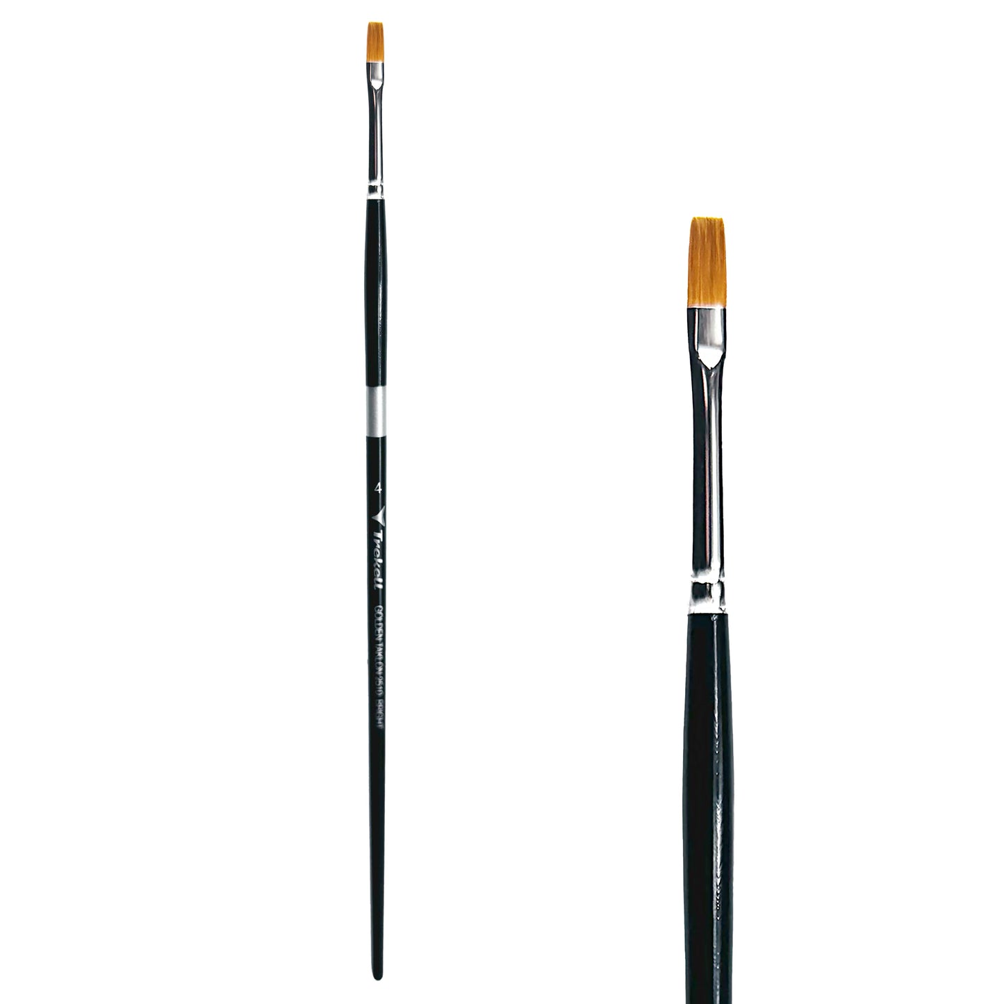 Trekell Golden Taklon Long Handle Artist Brush - Size #4 Bright