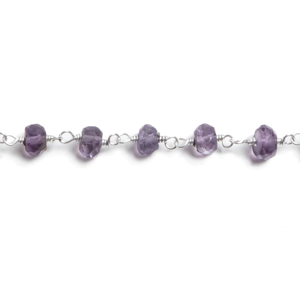 4mm Amethyst faceted rondelle Silver plated Chain by the foot 39 pieces