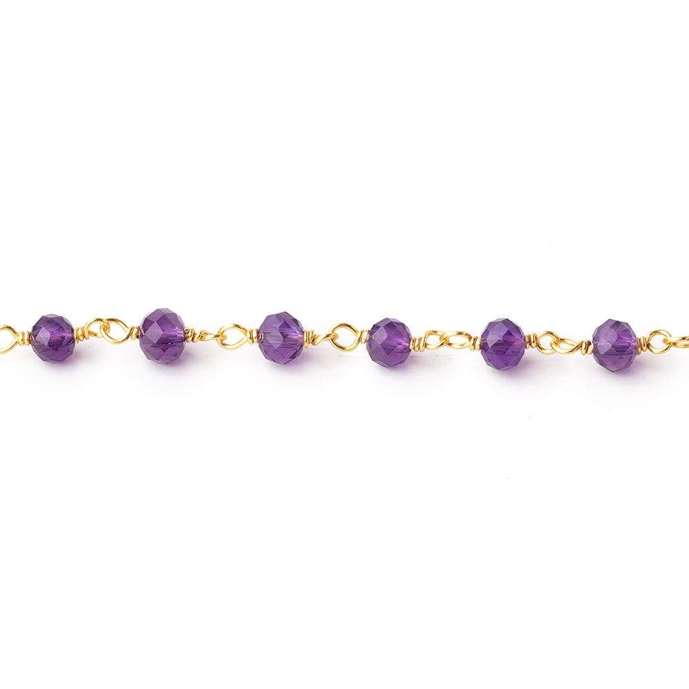 4mm Amethyst Micro Faceted Rondelles on Vermeil Chain by the Foot 36 pieces