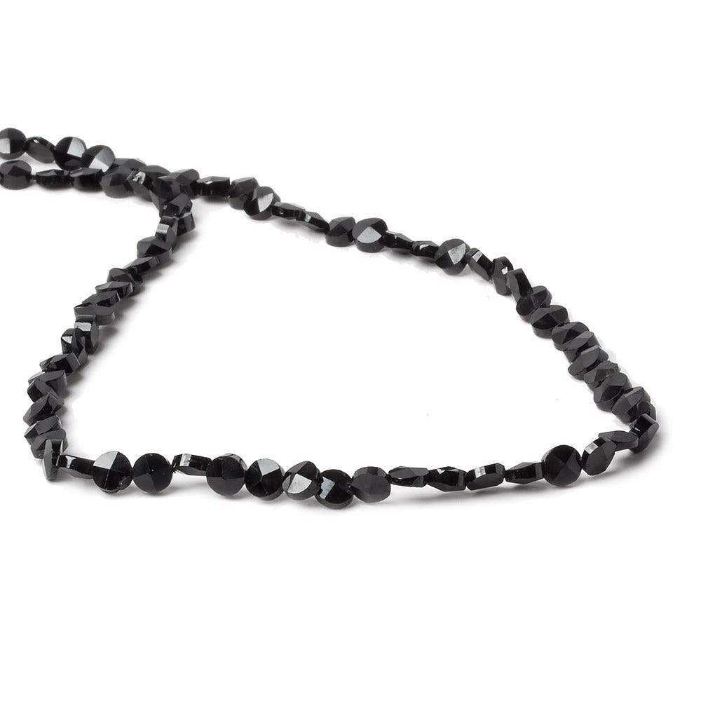 4mm Black Spinel faceted coin beads 14 inch 94 beads