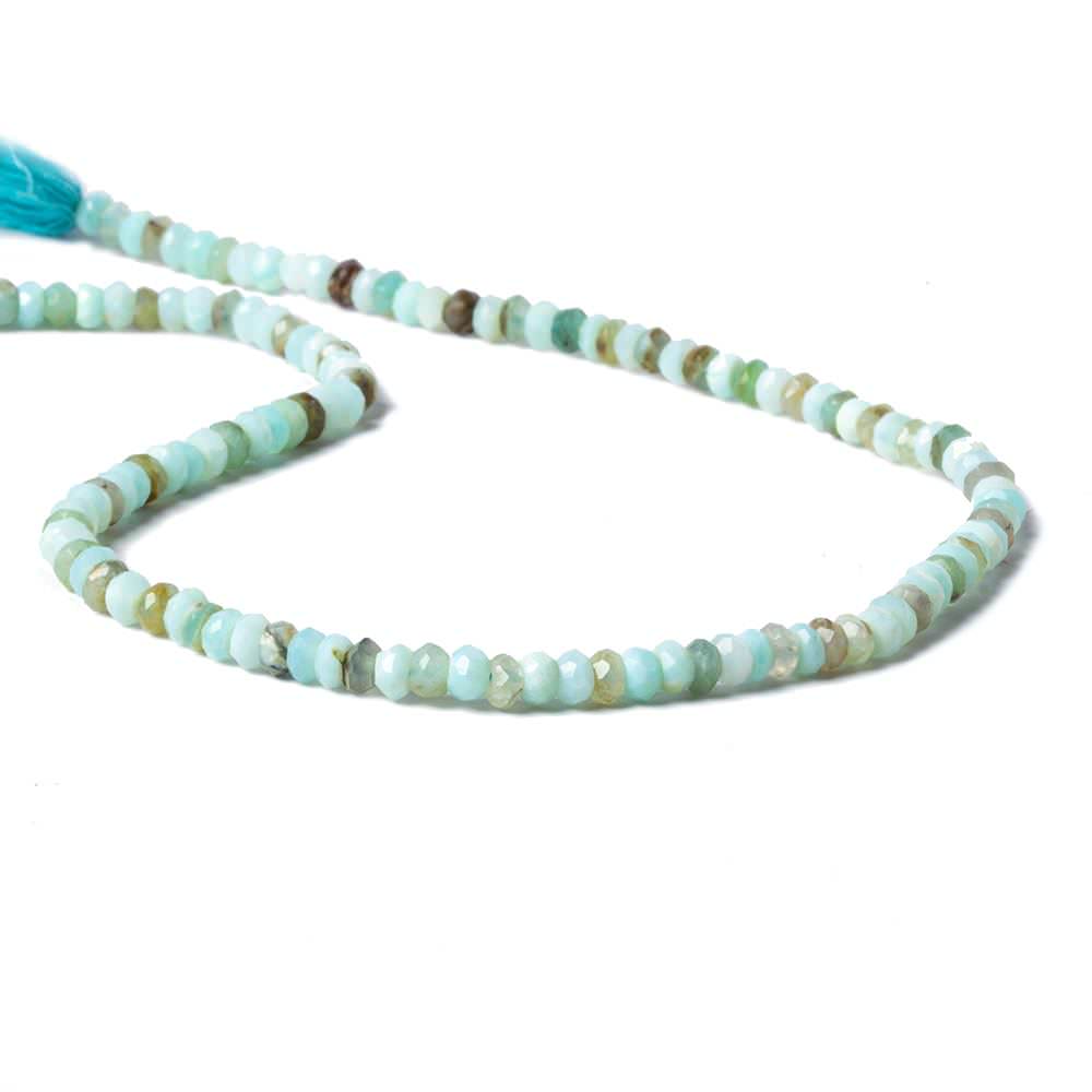 4mm Blue Peruvian Opal faceted rondelle beads 13 inch 120 pieces