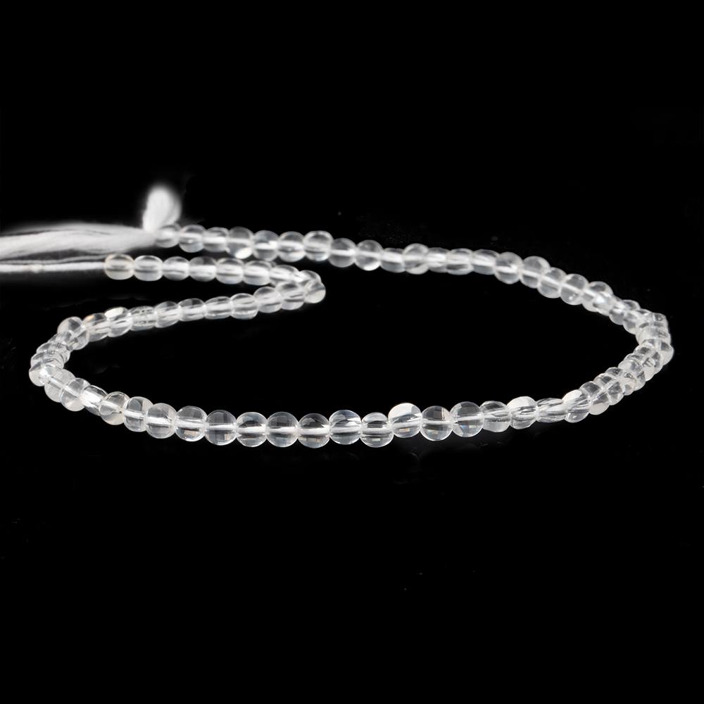 4mm Crystal Quartz checkerboard calibrated faceted coins 12.5 inch 78 beads AAA