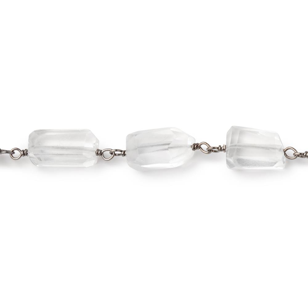 4mm Crystal Quartz Faceted Nuggets on Black Gold over .925 Silver Chain