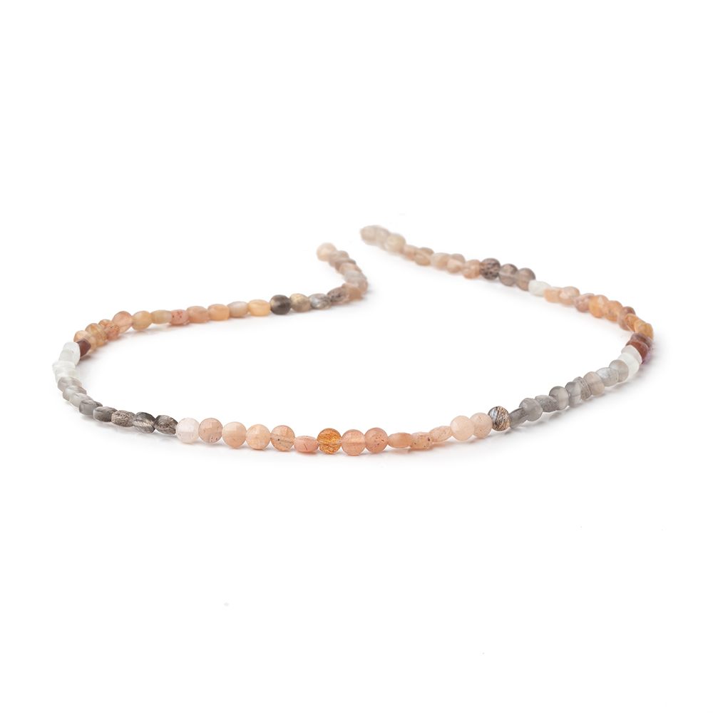 4mm Sunstone and Moonstone Faceted Coins 12.5 inch 84 Beads
