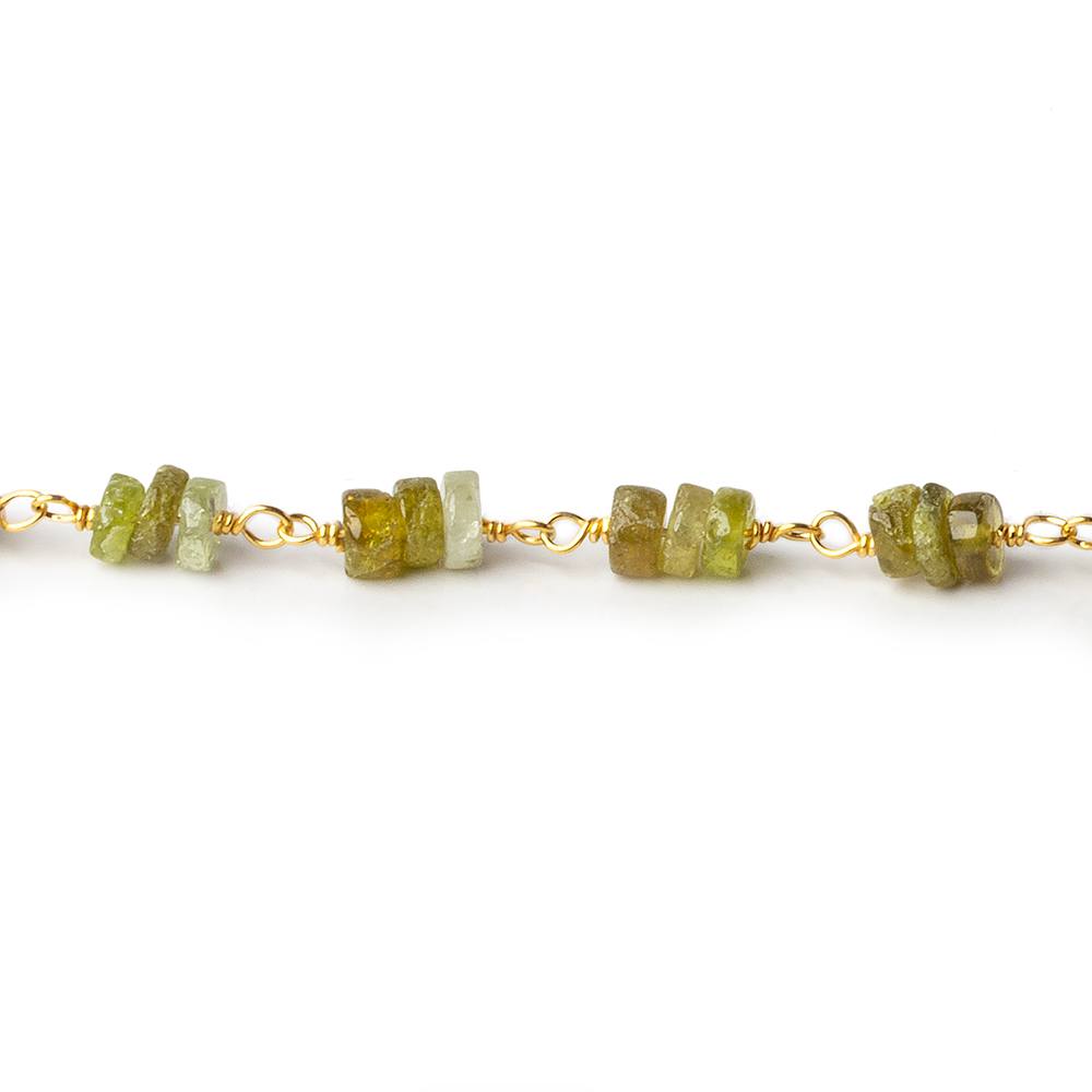 4mm Grossular Garnet plain heishi Vermeil Chain by the foot