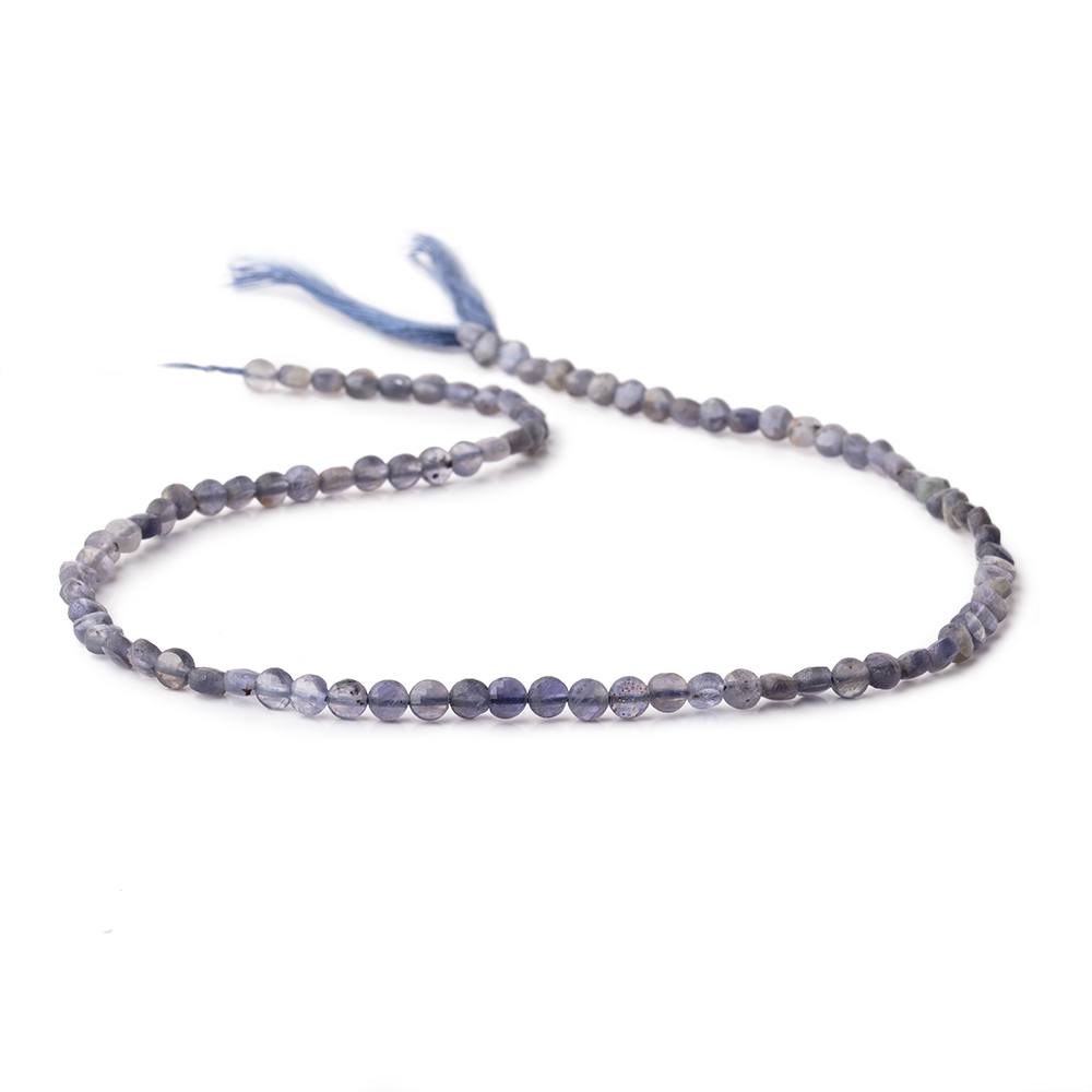 4mm Iolite Checkerboard Faceted Calibrated Coin Beads 12.5 inch 92 pieces