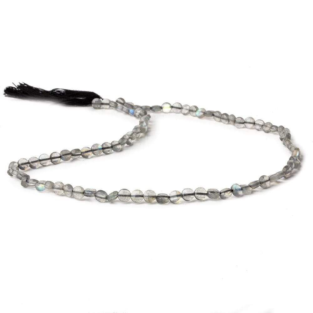 4mm Labradorite checkerboard calibrated faceted coins 12.5 inch 85 beads AAA