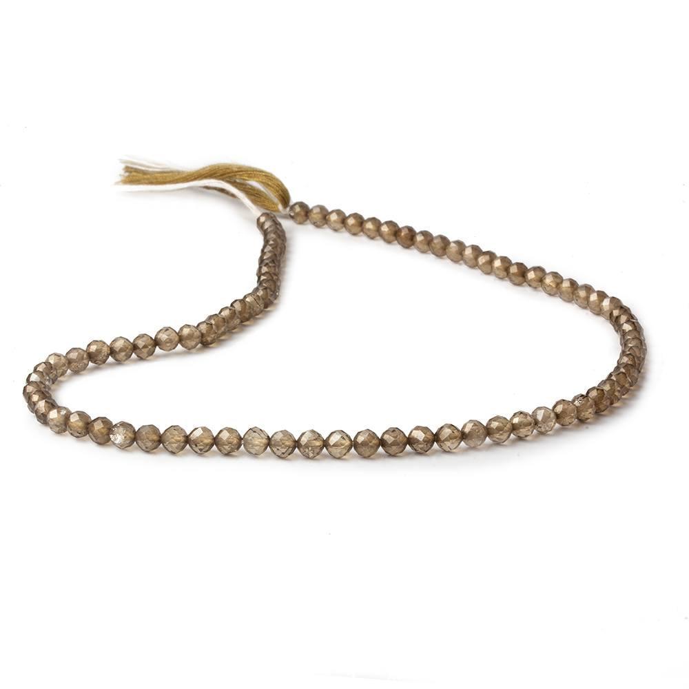 4mm Smoky Quartz Faceted Round Beads 12.5 inch 80 pieces