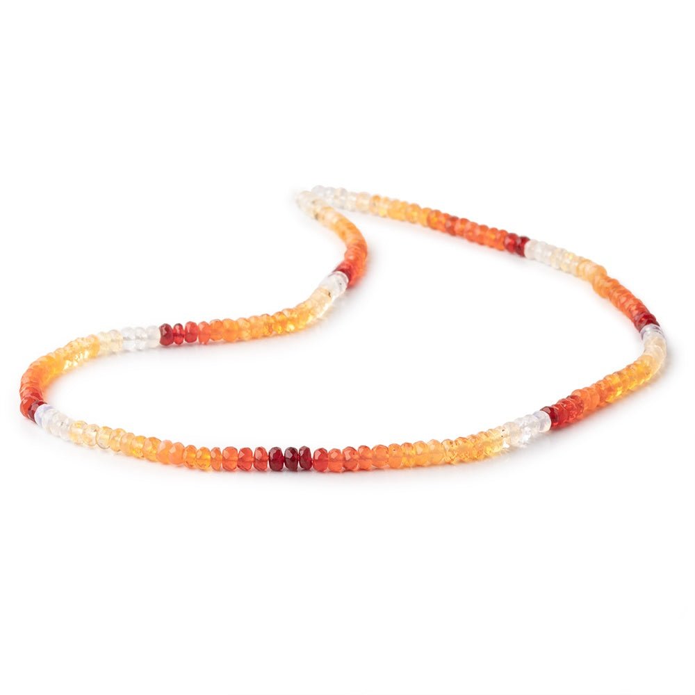 3.5mm Mexican Fire Opal Faceted Rondelles 16 inch 166 beads AAA