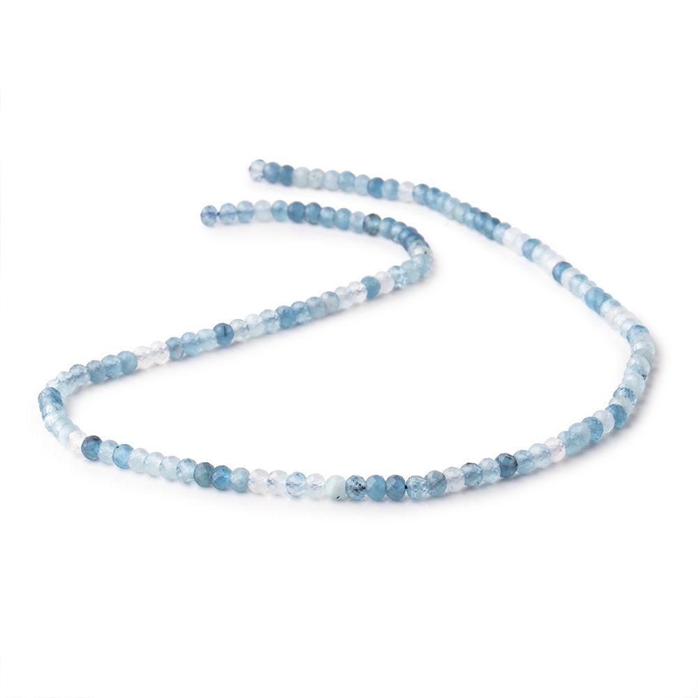 4mm Multi Color Aquamarine Micro Faceted Rondelles 15.25 inch 126 Beads