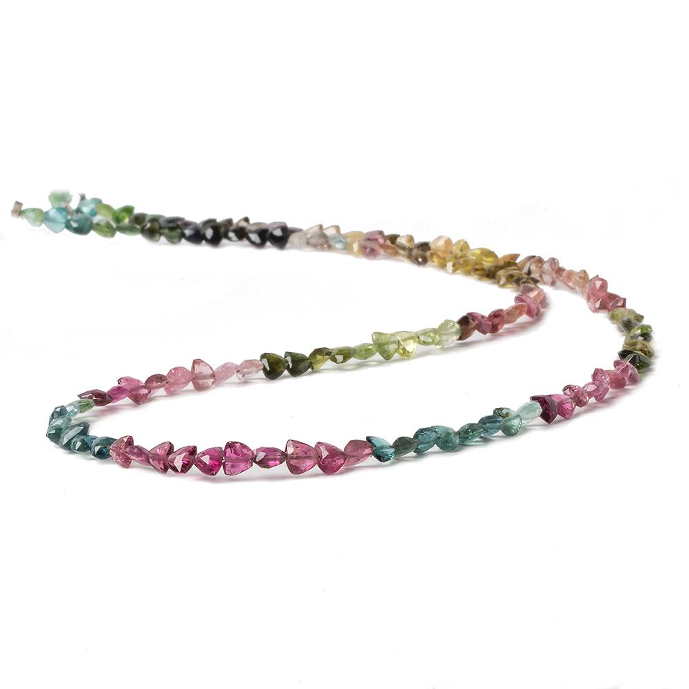 4mm Multi Color Tourmaline faceted trillion beads 18 inch 118 pieces AA