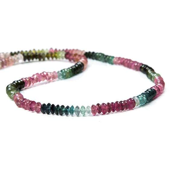 4mm Multi Color Tourmaline Plain Rondelle