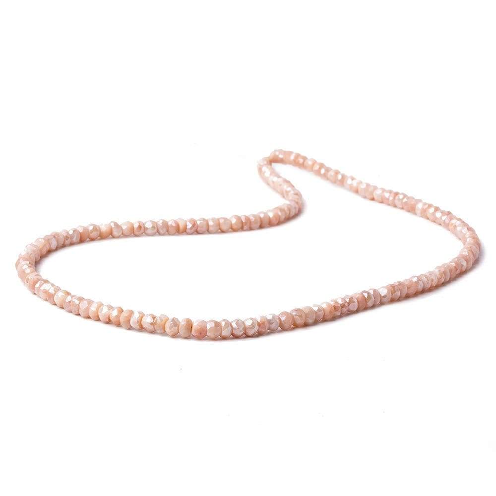 4mm Mystic Angel Skin Peach Moonstone faceted rondelles 16 inch 135 beads