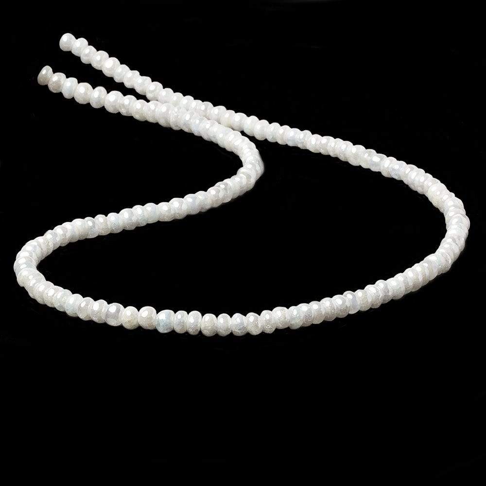 4mm Mystic Pearly White Quartz plain rondelle beads 15 inch 129 pieces