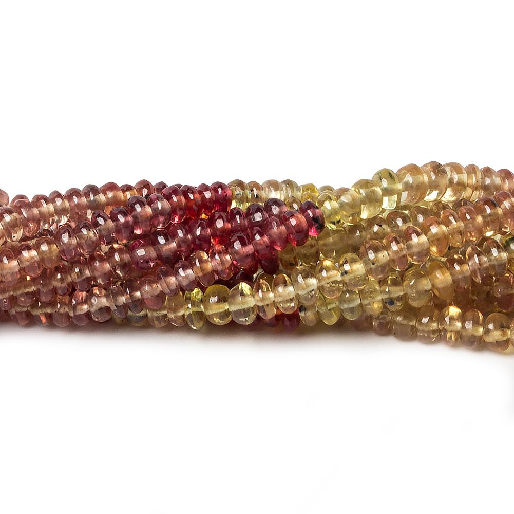 4mm Orange and Yellow Sapphire Plain Rondelle Beads 18 inch 200 pieces