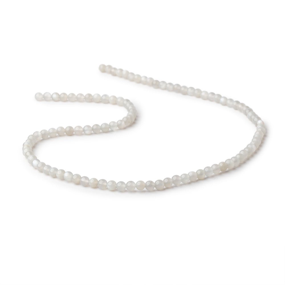 4mm Pale Grey Moonstone Plain Rounds 16 inch 100 Beads