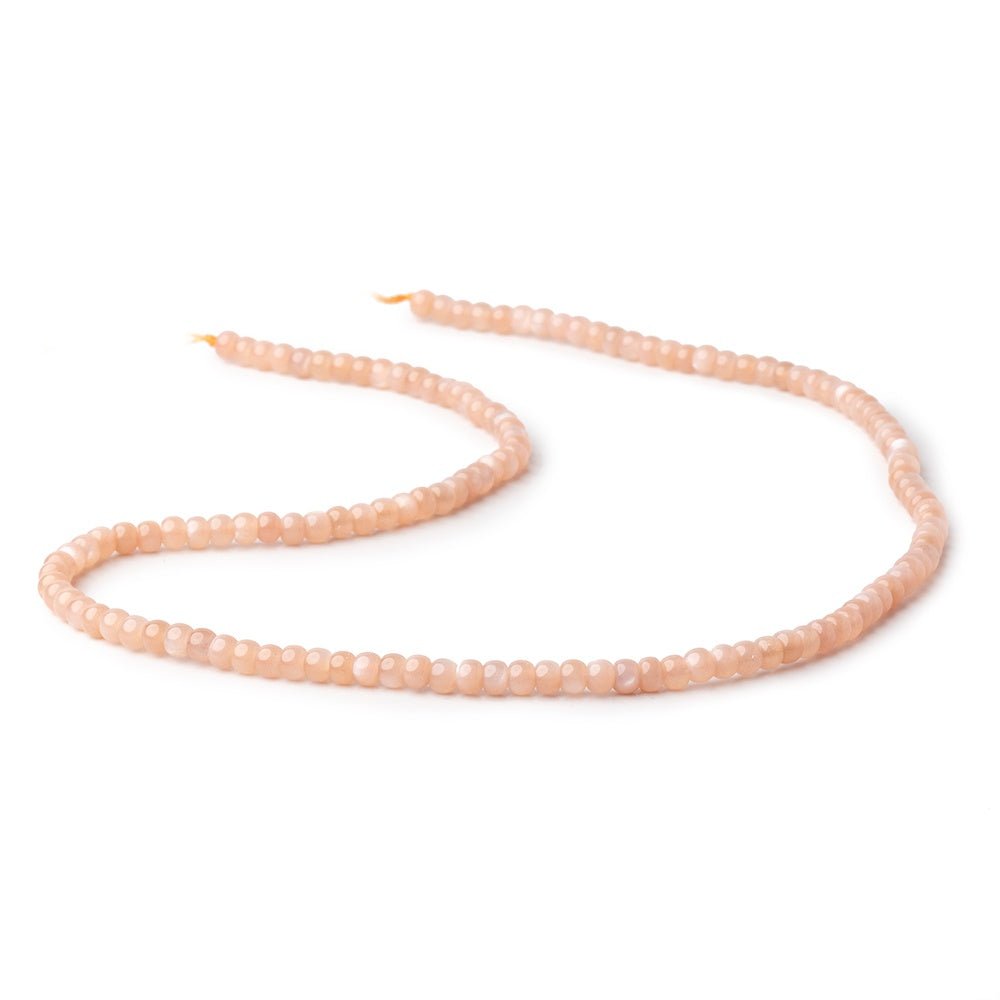 4mm Peach Moonstone Plain Rondelles 16 inch 135 Beads