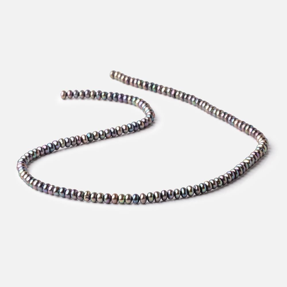 4mm Peacock Center Drill Button Freshwater Pearls 15 inch 142 beads AA