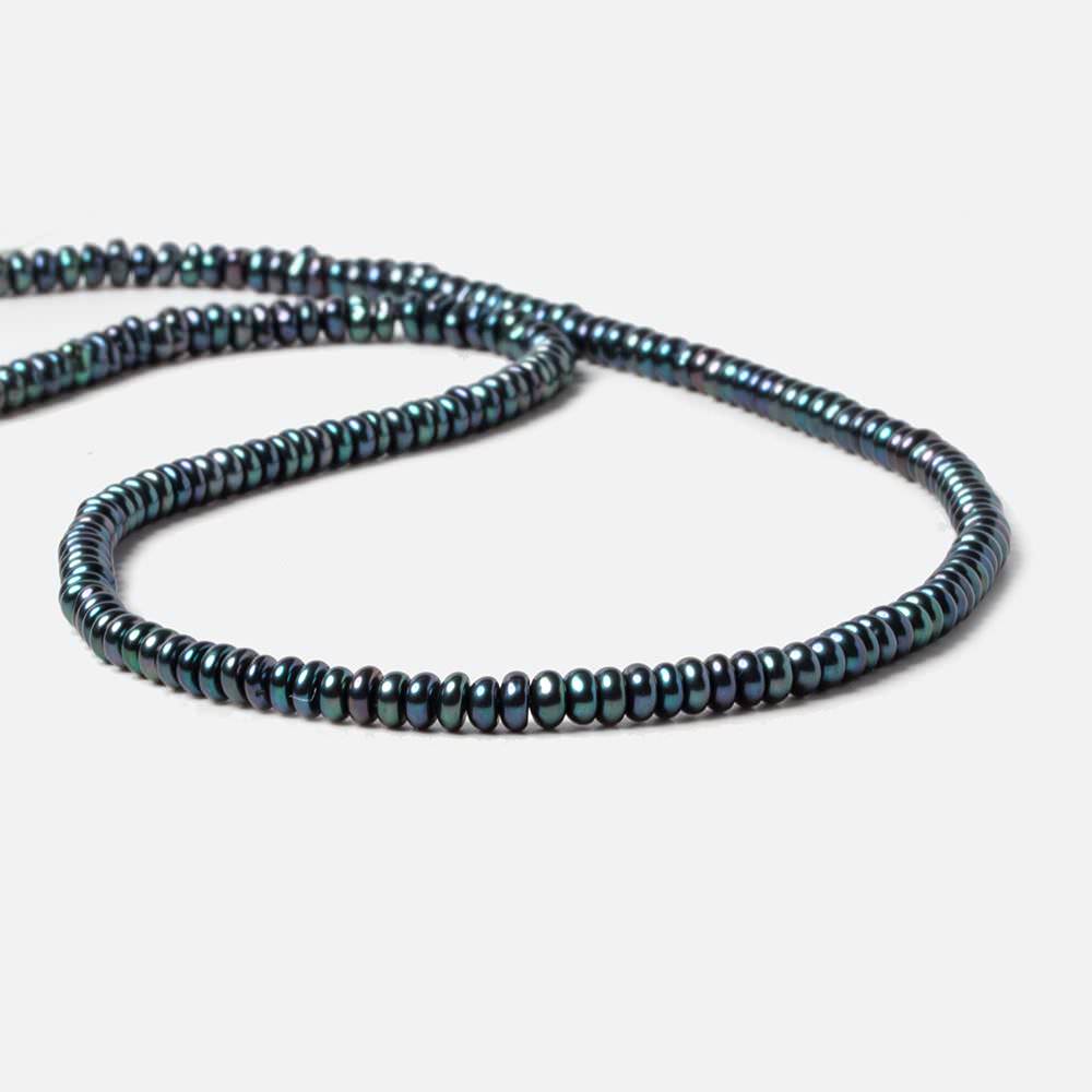 4mm Peacock Teal Center Drilled Button Freshwater Pearls 15 inch 149 pieces