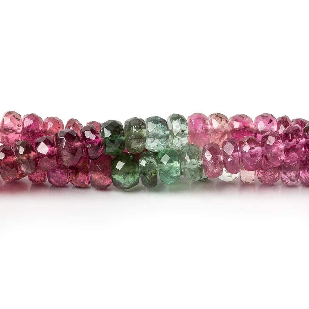 4mm Pink and Green Tourmaline Faceted Rondelle Beads 14 inch 130 pcs