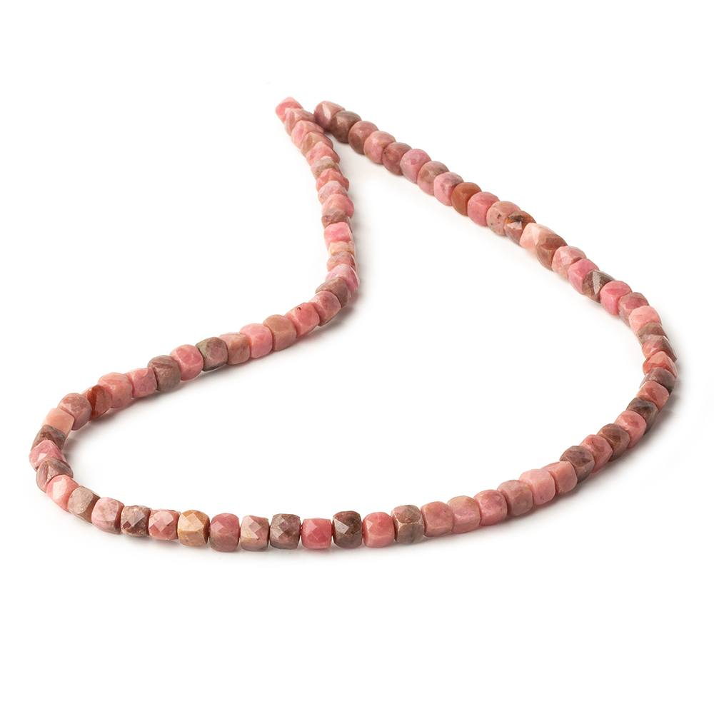 4mm Rhodonite micro faceted cubes 12 inch 80 beads
