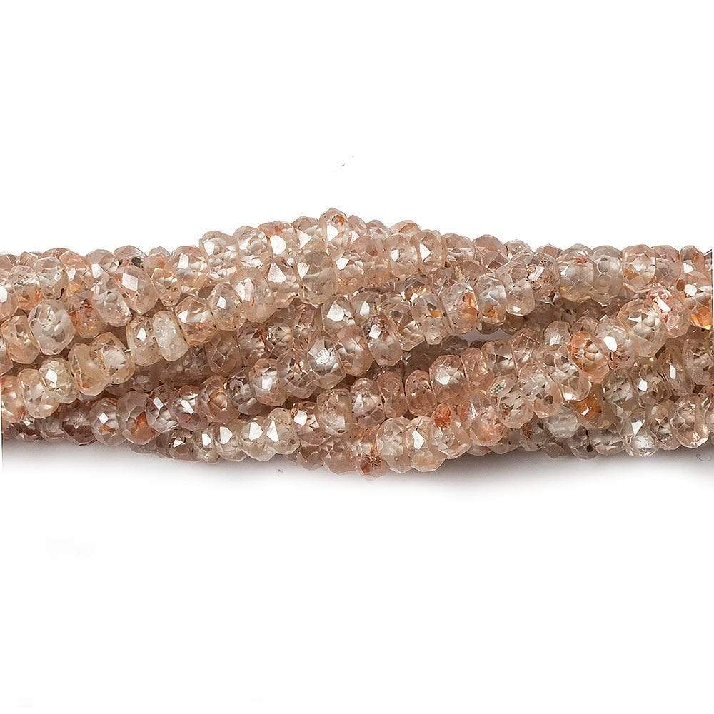 4mm Rose and Champagne Zircon Faceted Rondelle Beads 14 inch 180 pieces