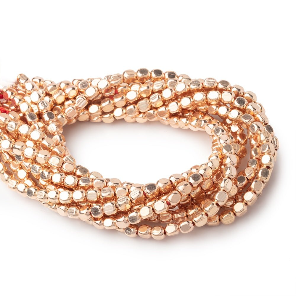 4mm Rose Gold plated Copper Plain Cube 8 inch 52 Beads