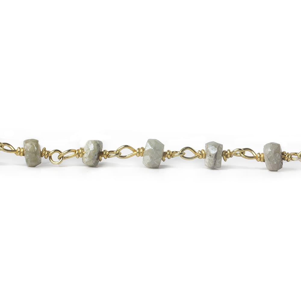 4mm Mystic Sapphire faceted rondelle Vermeil Chain by the foot 36 pieces