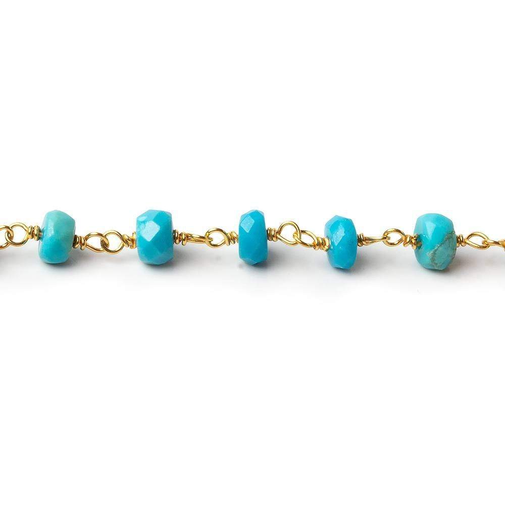 3.5-4mm Sleeping Beauty Turquoise rondelle Vermeil Chain by the foot 39 beads