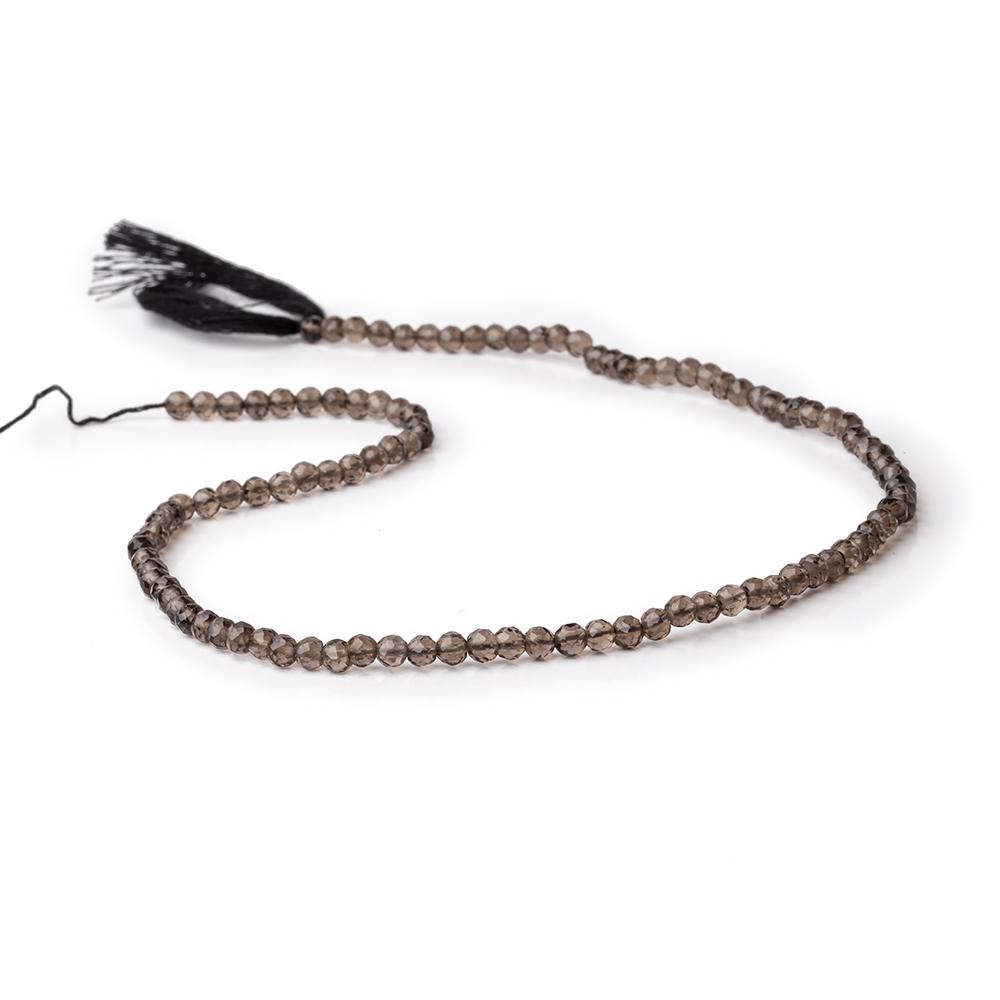 4mm Smoky Quartz Hand Faceted Round Beads 14 inch 96 pieces