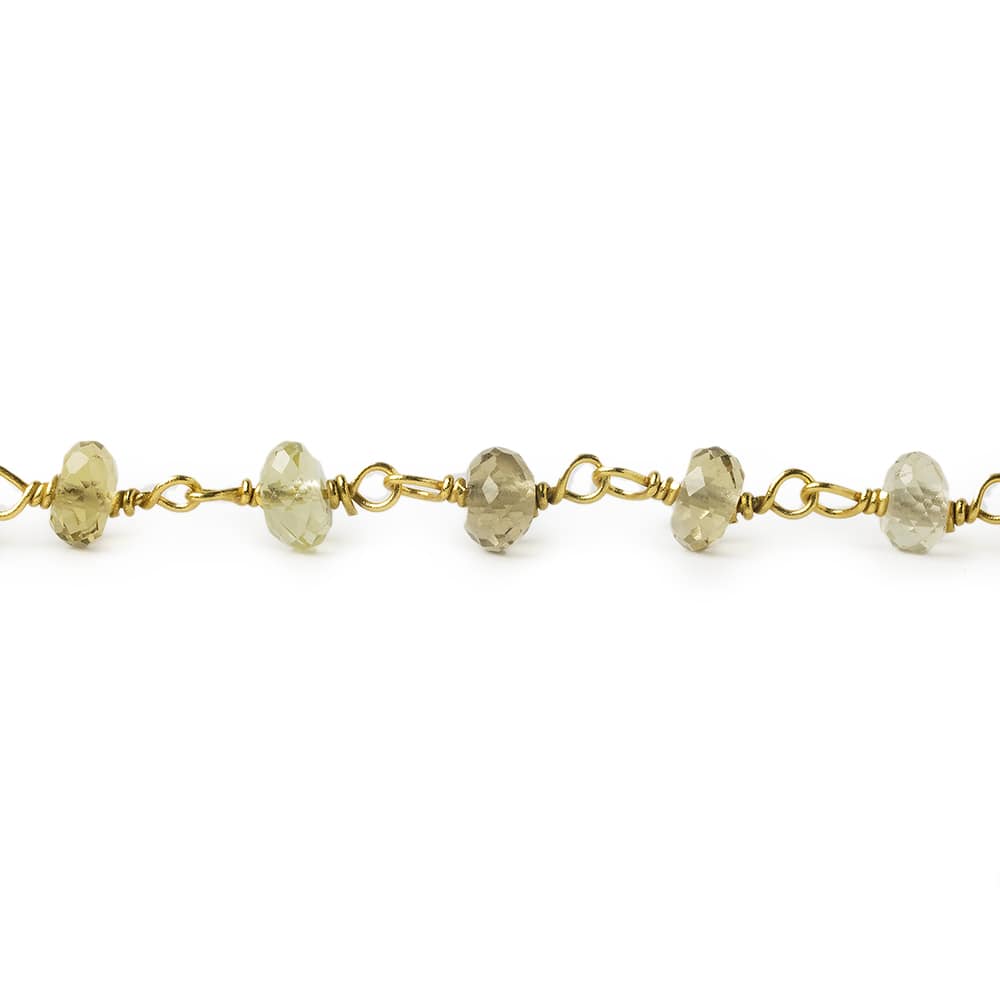 4mm Whiskey Quartz faceted rondelle Vermeil Chain sold by the foot 37 pieces
