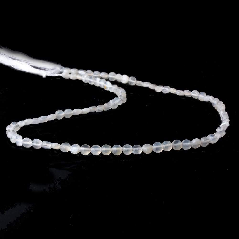 4mm White Moonstone checkerboard calibrated faceted coins 12.5 inch 85 beads AAA