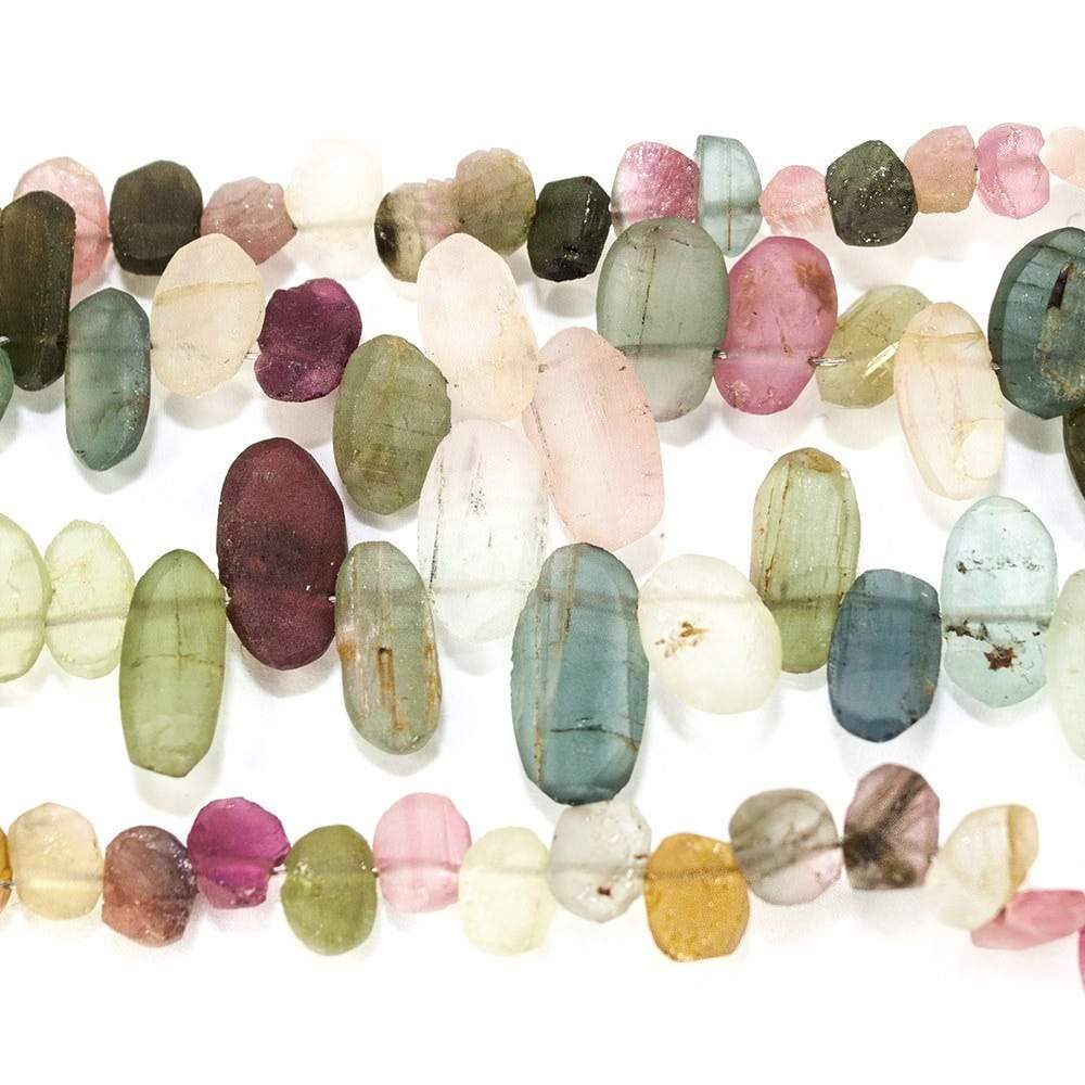 4x3-10x5mm Frosted Multi Color Tourmaline Top Drilled Ovals 8 inch 53 pieces
