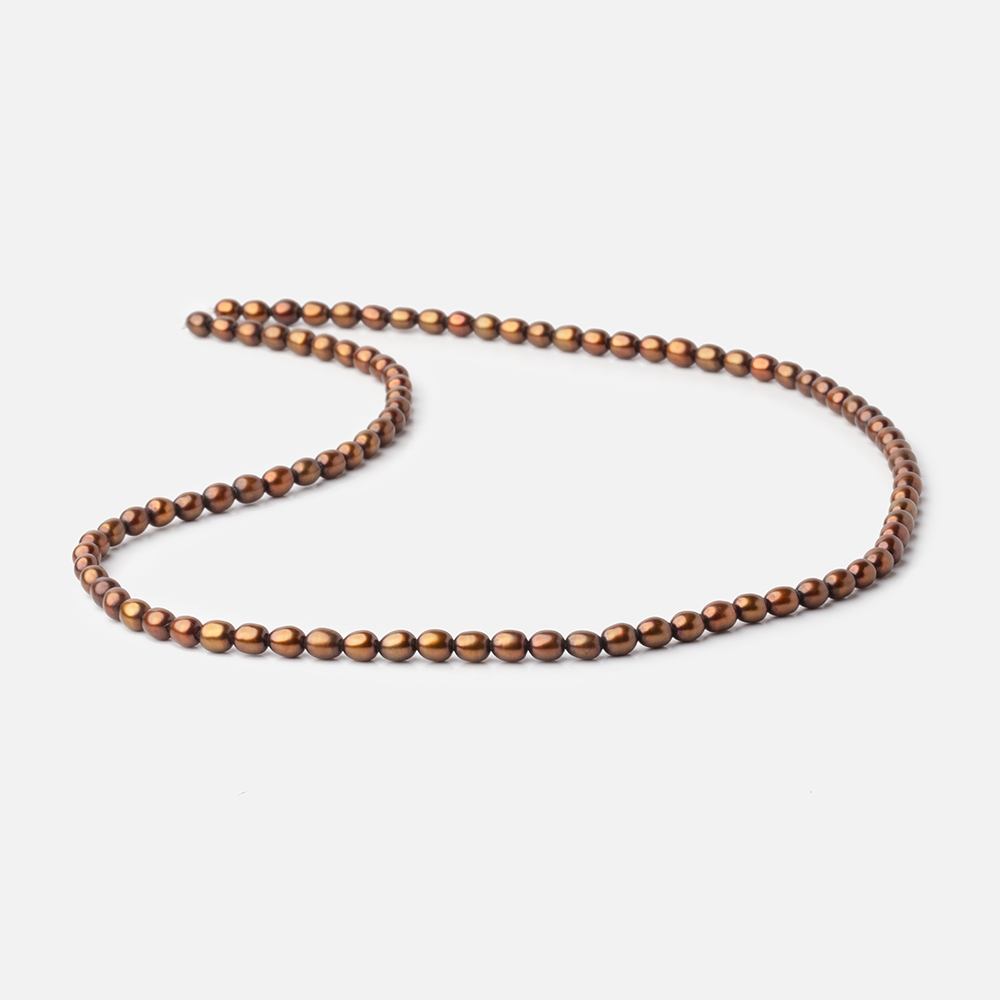 4x3mm Burnished Bronze Oval Freshwater Pearl Beads 16 inch 97 pieces