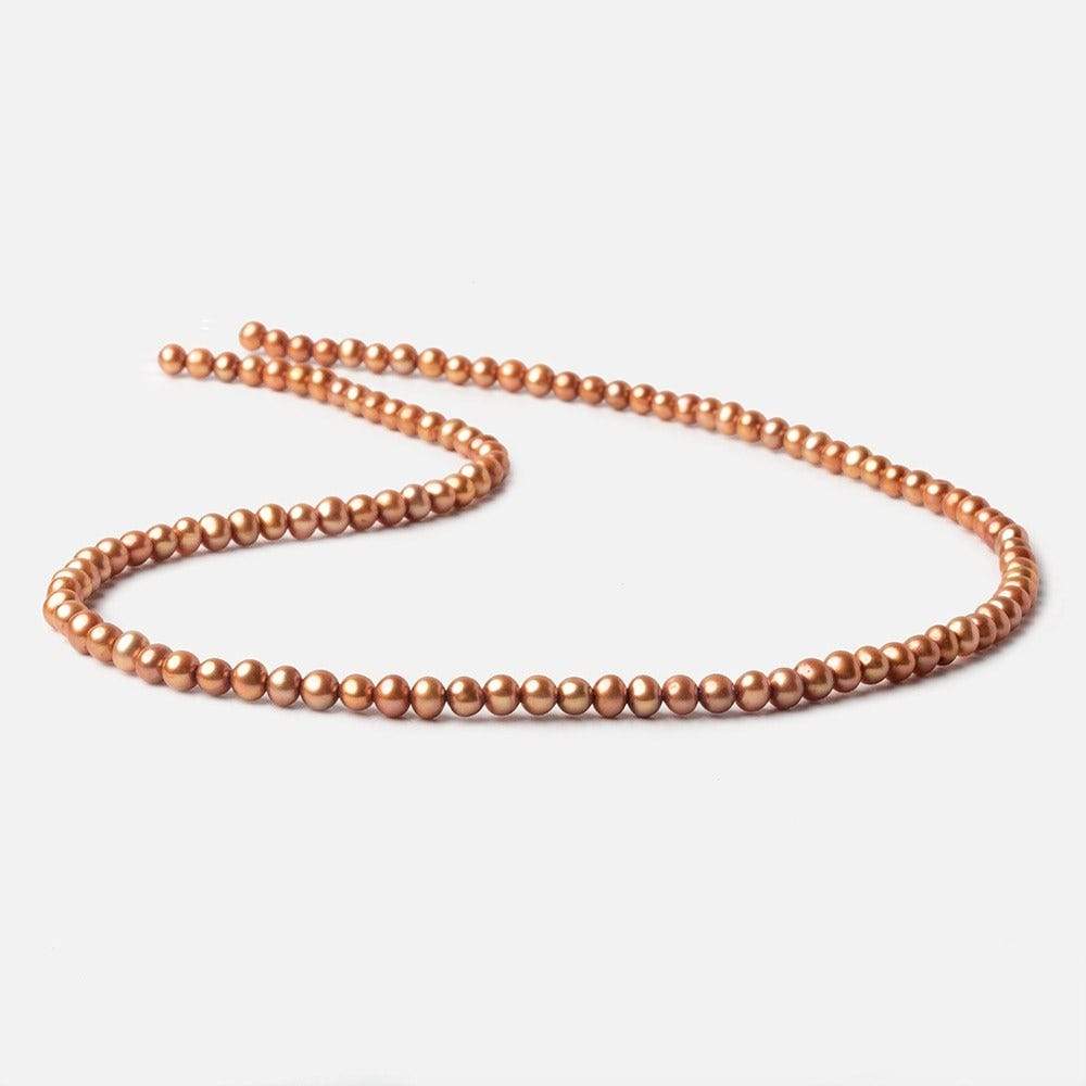 4x3mm Caramel Off Round Freshwater Pearl Beads 16 inch 96 pieces