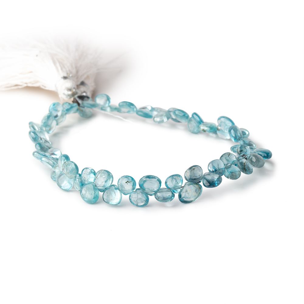 4x4-6x6mm Blue Zircon plain heart beads 7.5 inch 66 pieces