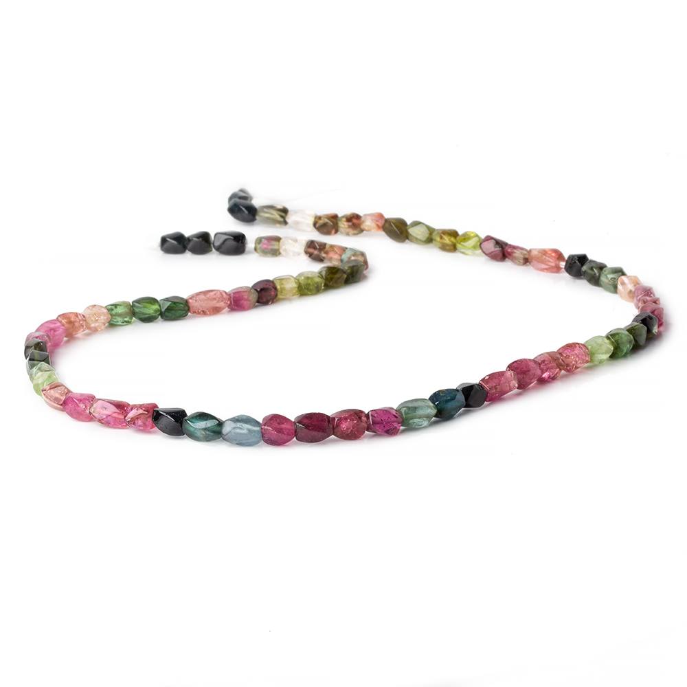 4x4-7x5mm Multi Color Tourmaline faceted Twists 16 inch 65 beads A
