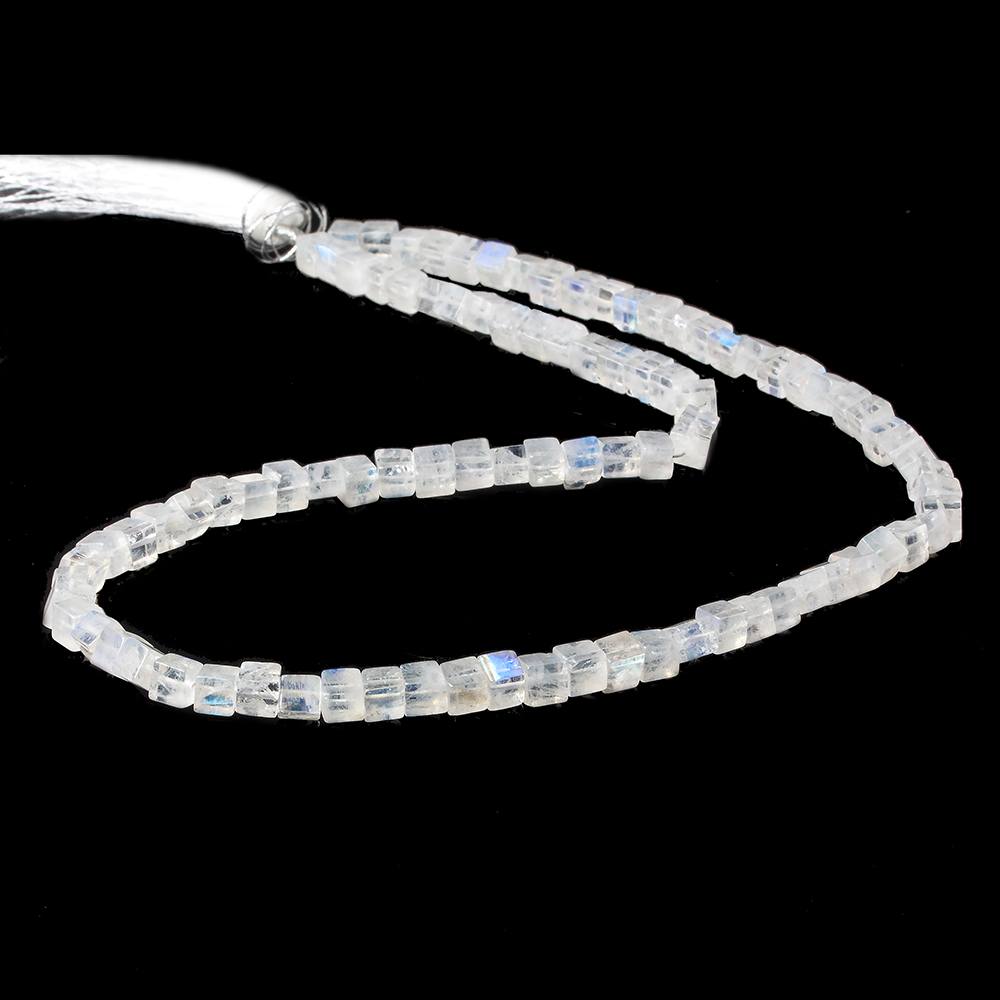 4x4mm Rainbow Moonstone Plain Cube Beads 14 inch 106 pcs