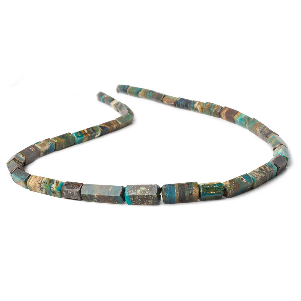 4x7-8x19mm Blue Peruvian Opal plain hexagonal beads 18 inch 38 pieces