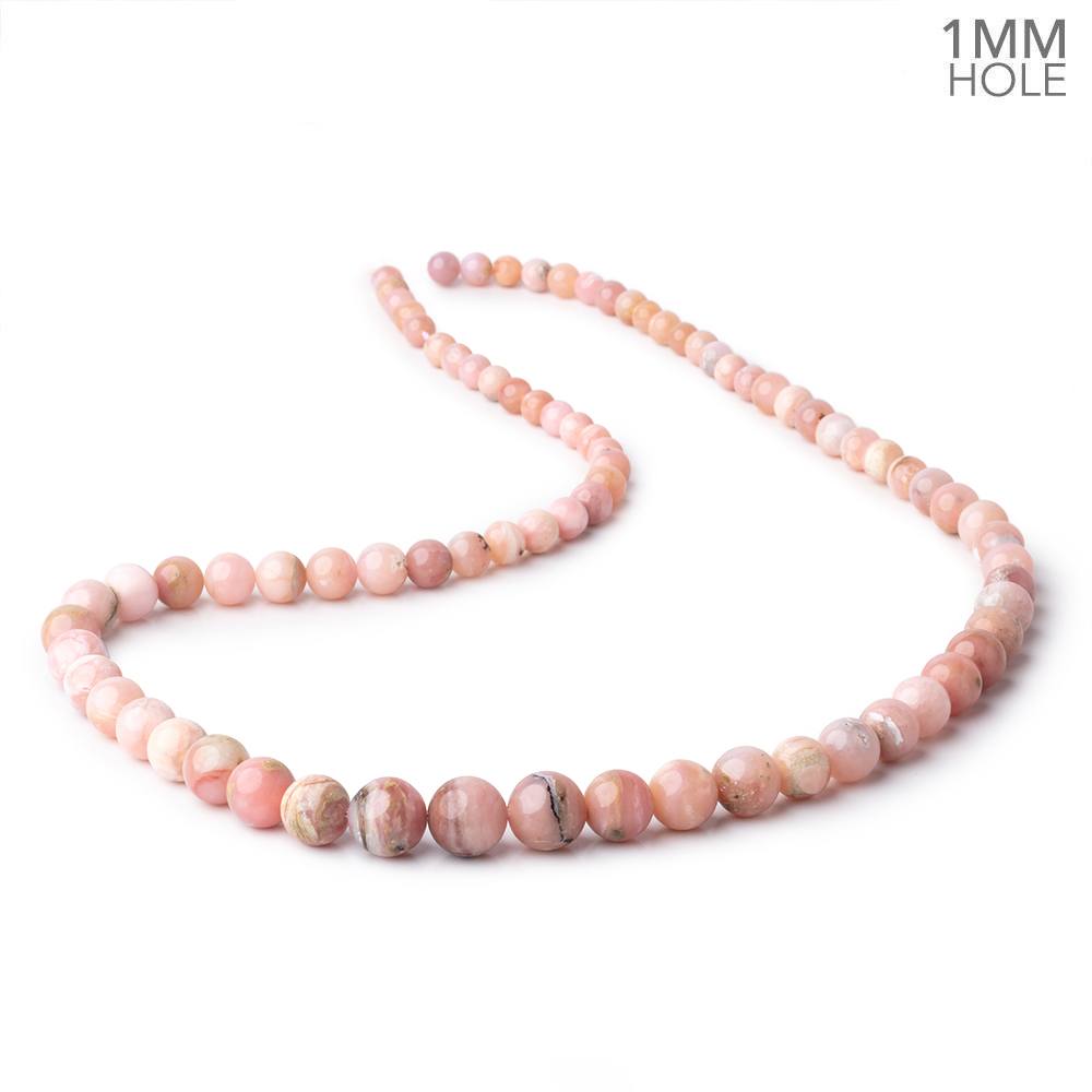 5-10mm Pink Peruvian Opal Plain Round Beads 20 inch 69 pieces AA 1mm Hole