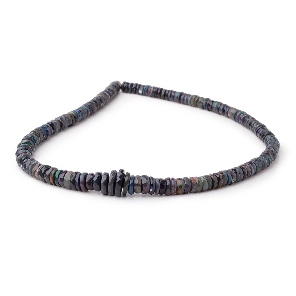 5-11mm Ethiopian Wollo Black Opal Faceted Heishi Beads 14 inch 190 pieces AA