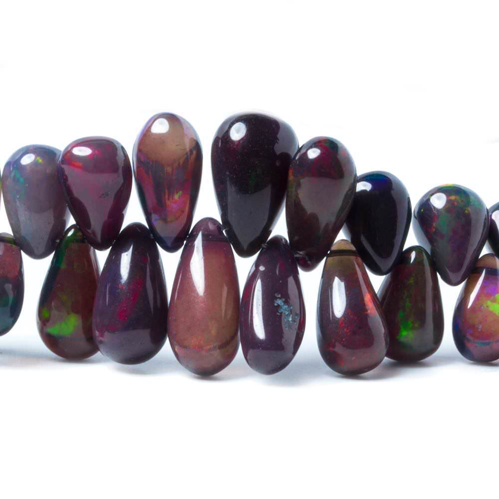 5 - 13mm Black Ethiopian Opal Plain Tear Drop Beads 162 pieces AAA Grade